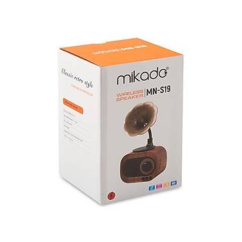 Mikado MN-S19 Ahap Klasik Retro Gramofon Bluetooth Mzik Kutusu