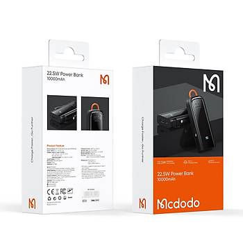Mcdodo MC-1161 22.5W 10.000mAh Kablolu Dijital Gstergeli Powerbank Siyah