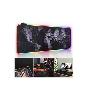 Blueforce 80x30cm Dnya Harital RGB Ledli XL Gaming Oyuncu Mouse Pad