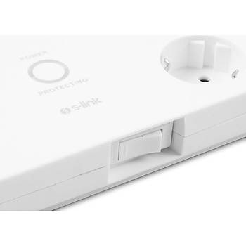 S-Link SPG3080 2M 900 Joule 8 li Akm Koruyucu Priz Beyaz