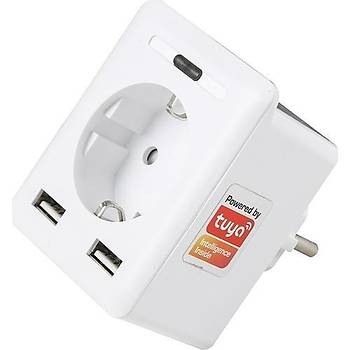 S-link Smart SL-04 Wi-Fi Kablosuz Akll Priz 2xUSB Tuya Destekli 10A