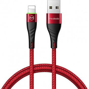 Mcdodo CA-6353 Lightning Data-arj Kablosu 2A 1.8M-Krmz Ledli