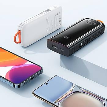Mcdodo MC-1160 22.5W 10.000mAh Kablolu Dijital Gstergeli Powerbank Beyaz