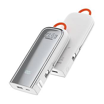 Mcdodo MC-1160 22.5W 10.000mAh Kablolu Dijital Gstergeli Powerbank Beyaz