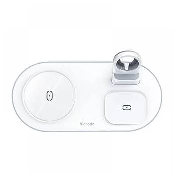Mcdodo CH-7062 3in1 15W Type-C oklu MagSafe Tws Kulaklk -Watch-Telefon Dock arj Unitesi Beyaz