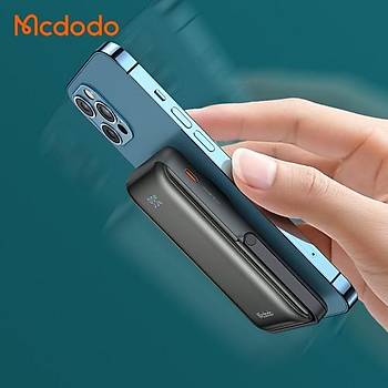 Mcdodo MC-0691 15W MagSafe 10000mAh Kablosuz Dijital Ekranl Wireless arj Cihaz Powerbank Gri