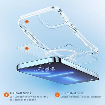 Mcdodo iPhone 13 Klf MagSafe Uyumlu Manyetik effaf Klf 1650