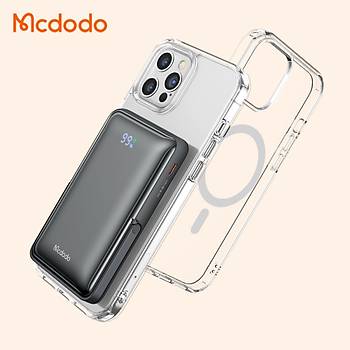 Mcdodo MC-0691 15W MagSafe 10000mAh Kablosuz Dijital Ekranlý Wireless Þarj Cihazý Powerbank Gri