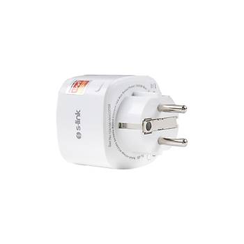 S-Link Swapp SL-05 16A Akm Korumal Akll Priz 2.4 Ghz Wifi TUYA Destekli Google Asistan,Alexa Siri Uyumlu
