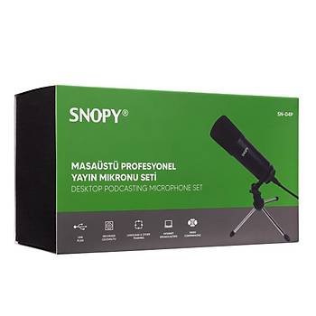 Snopy SN-04P Çok Amaçlı Masaüstü Profesyonel USB Yayın Mikrofonu Siyah
