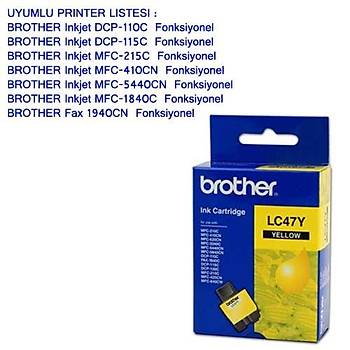 Brother Lc-47Y Dcp-110C, Mfc5440, 1840 Sarý Kartuþ