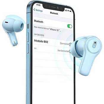 Mcdodo Hp-8042 Suya Dayankl Bluetooth 5.1 Kablosuz Tws Kulaklk Mavi