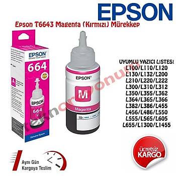 Epson T6643 L100/L110/L120/L200/L210/L300/L350 Krmz Mrekkep
