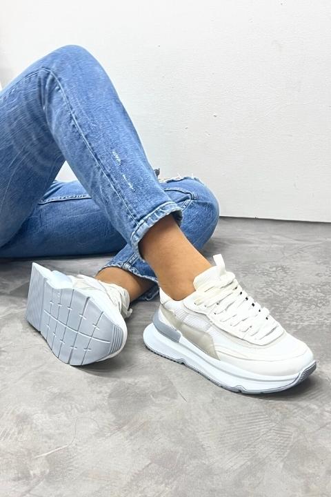 Beyaz Anorak Deri Sneaker HL9112