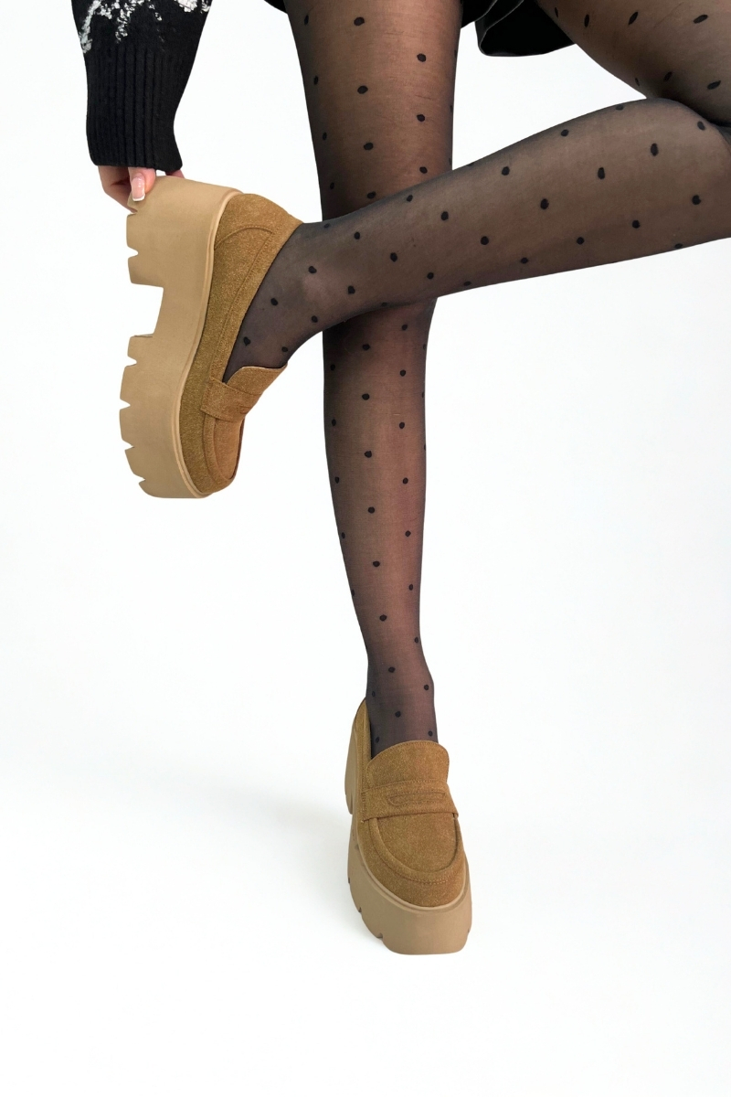 Taba Süet Kalın Taban Loafer P9090