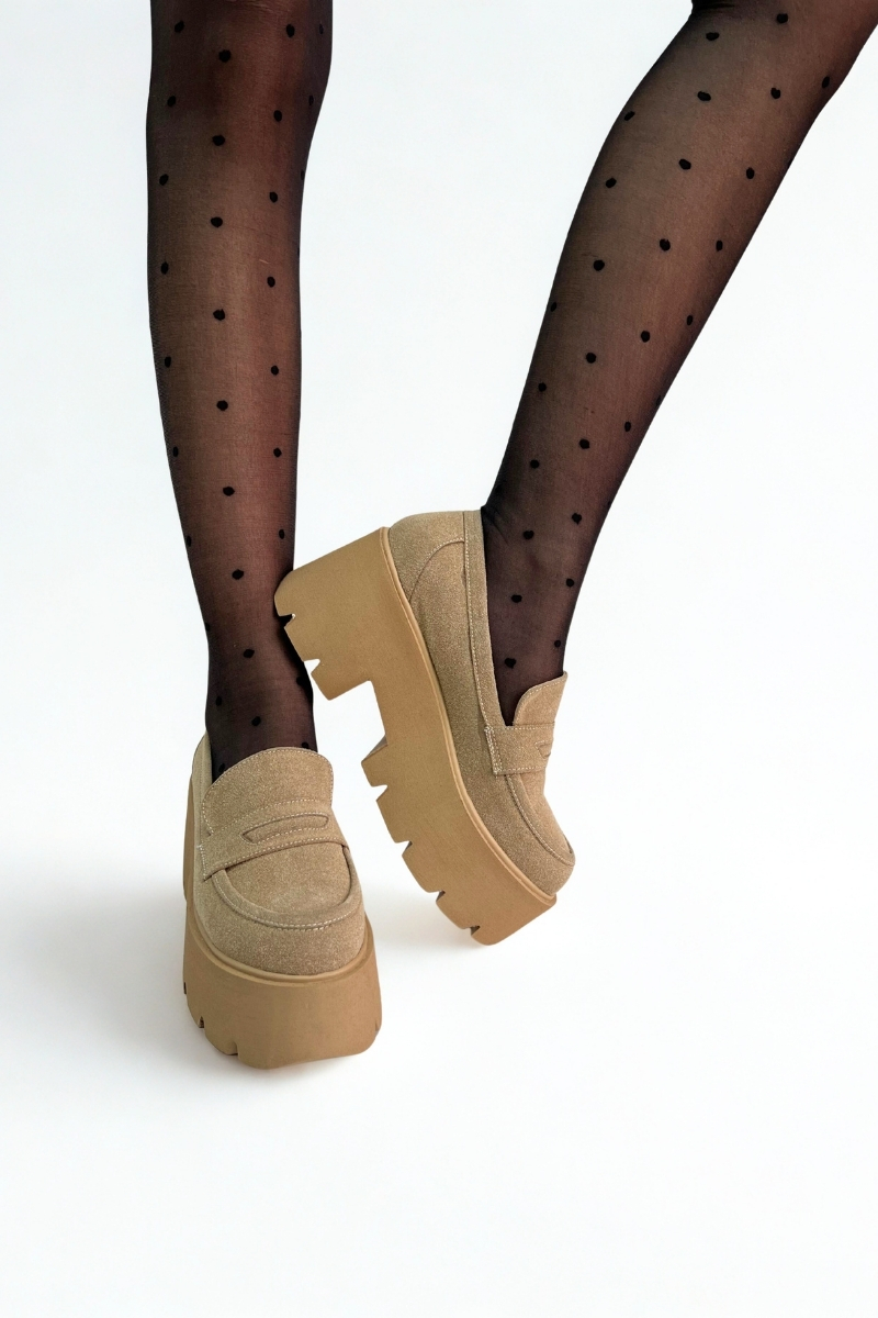 Kum Süet Kalın Taban Loafer P9090