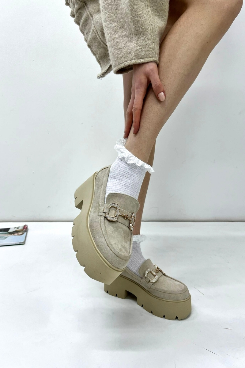 Bej Süet Tokalı Loafer P9060