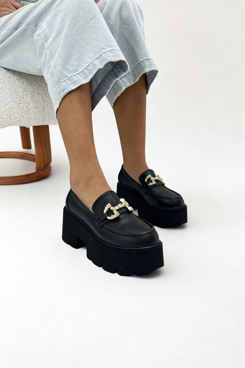 Siyah Cilt Kalın Kadın Loafer P9062