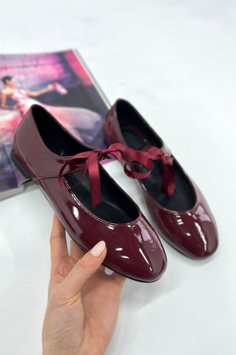 Bordo Rugan Bağcıklı Babet P9001