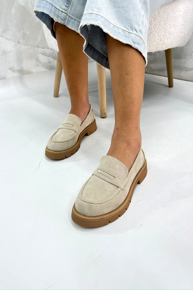 Bej Süet Kadın Loafer P103