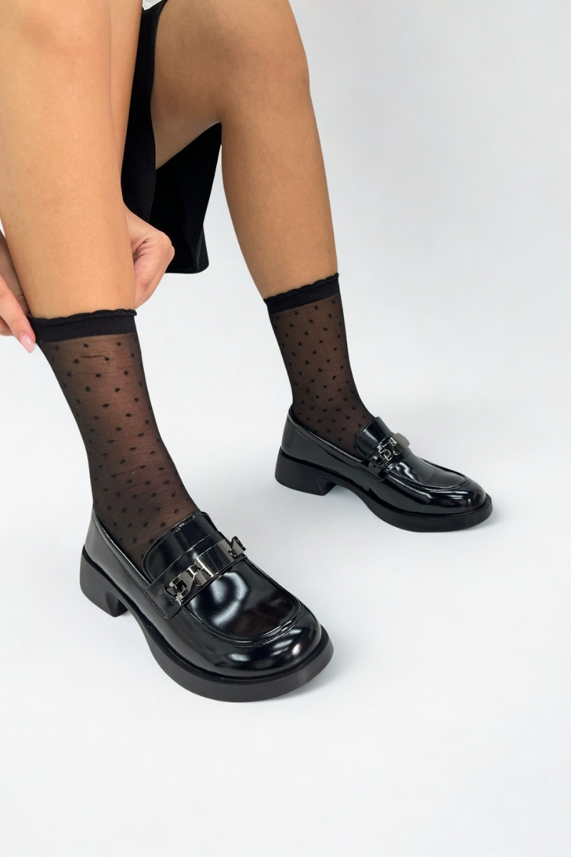 Siyah Tokalı Kadın Loafer GD1122
