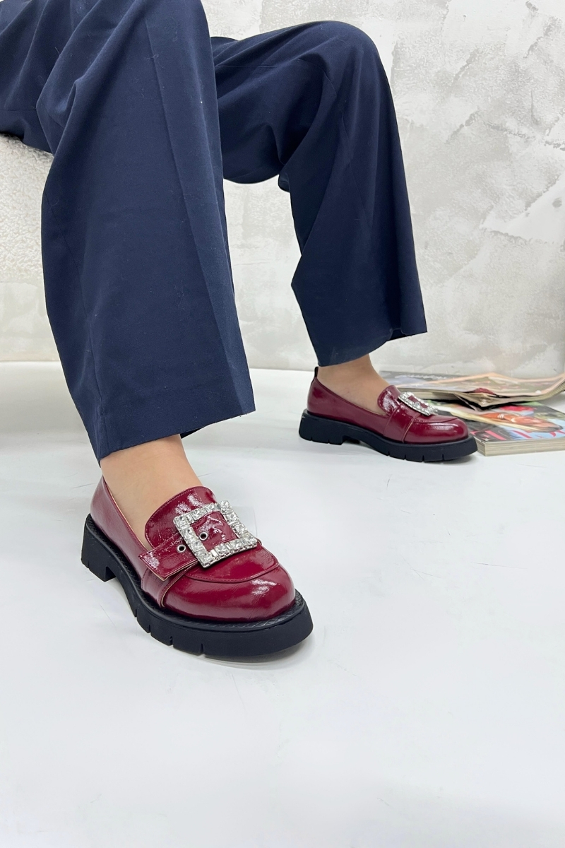 Bordo Rugan Kadın Loafer P9061