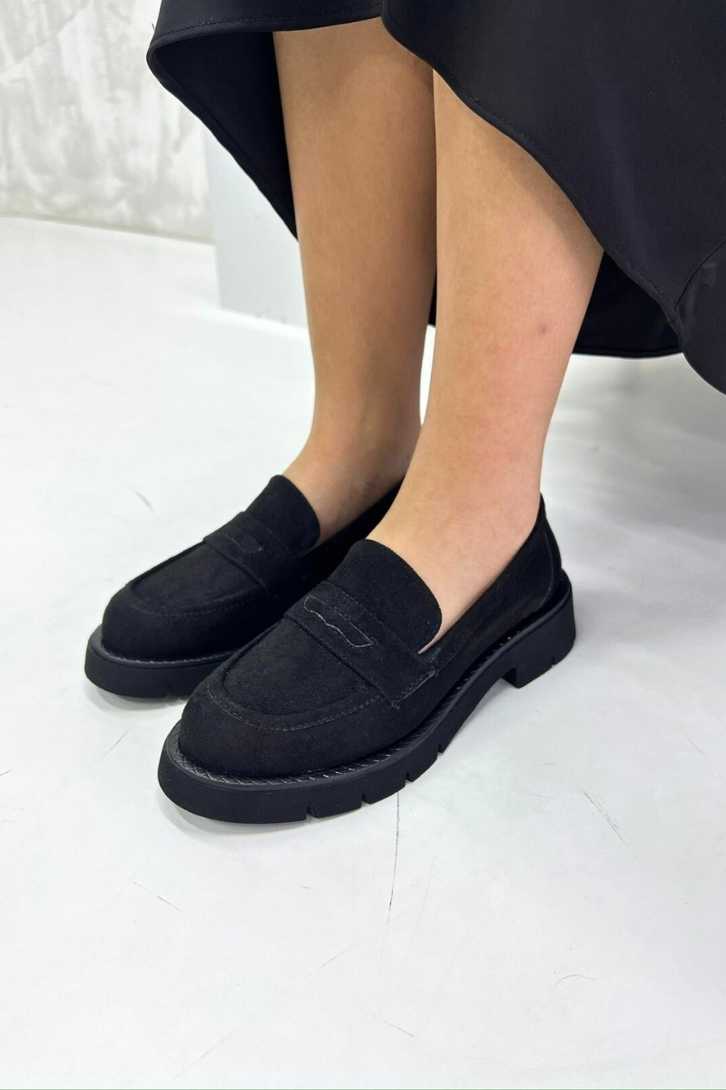 Siyah Süet Kadın Loafer P103