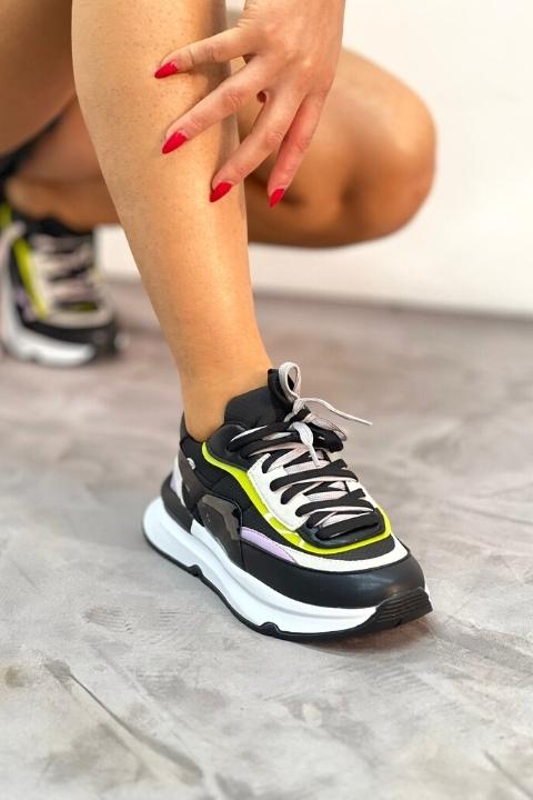 Siyah Renkli Anorak Deri Sneaker HL9112