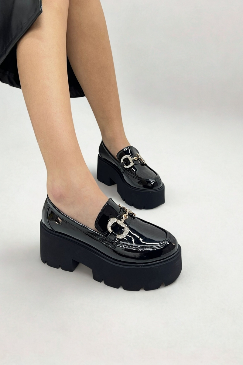 Siyah Rugan Tokalı Loafer P9060