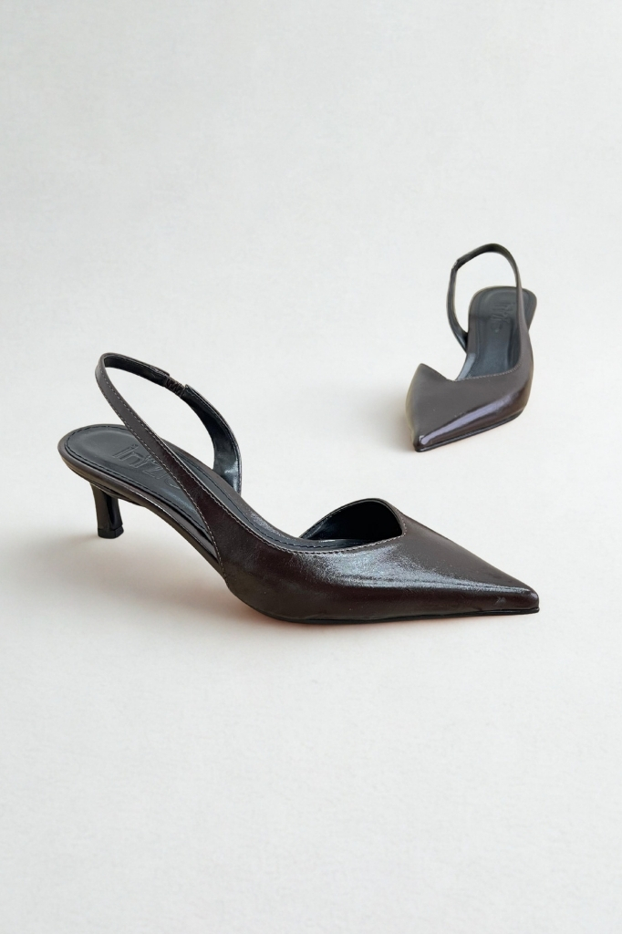 Kahverengi Rugan İçi Açık Alçak Topuklu Stiletto F385