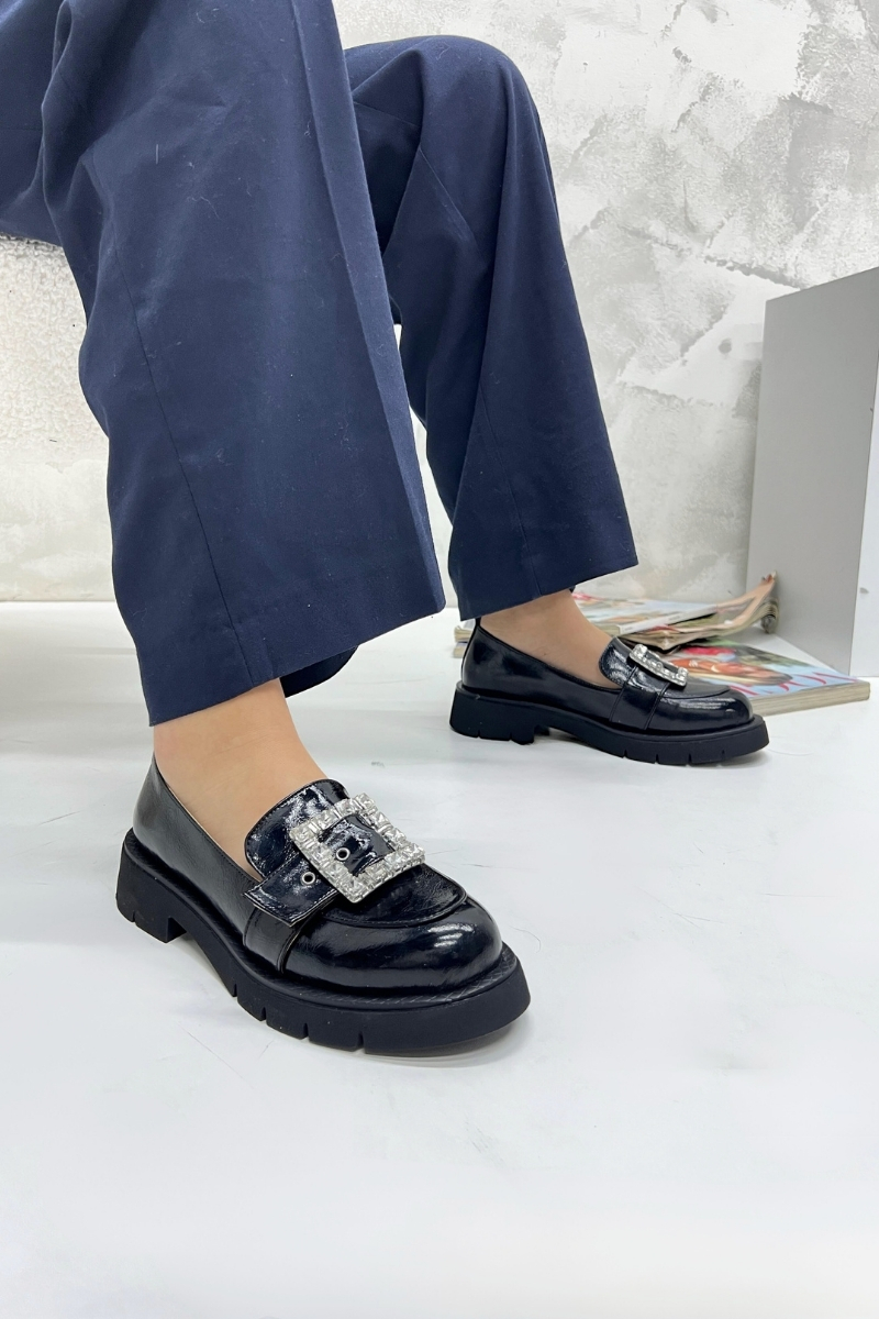 Siyah Rugan Kadın Loafer P9061