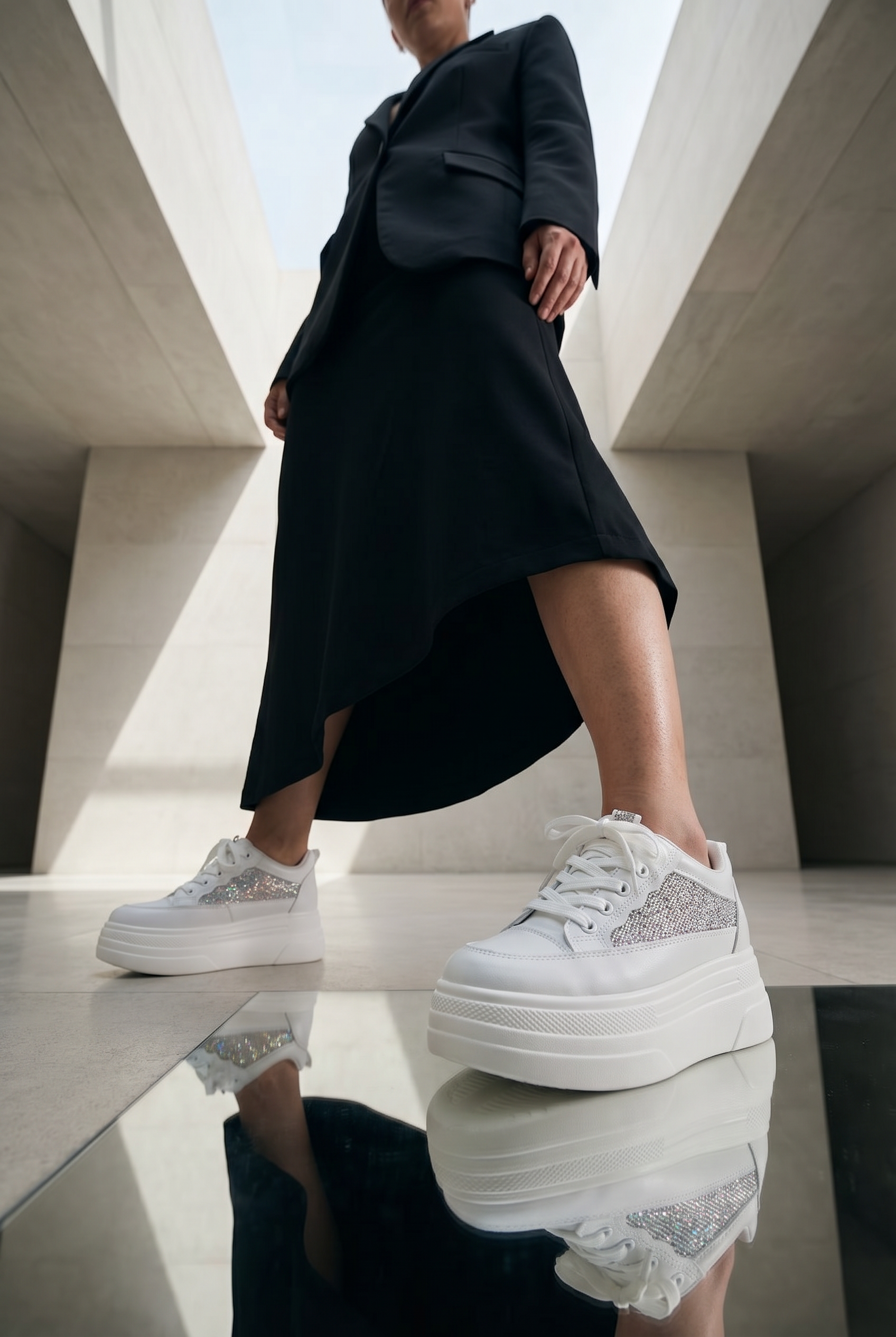Beyaz Gizli Ökçe Kadın Sneaker EW1010