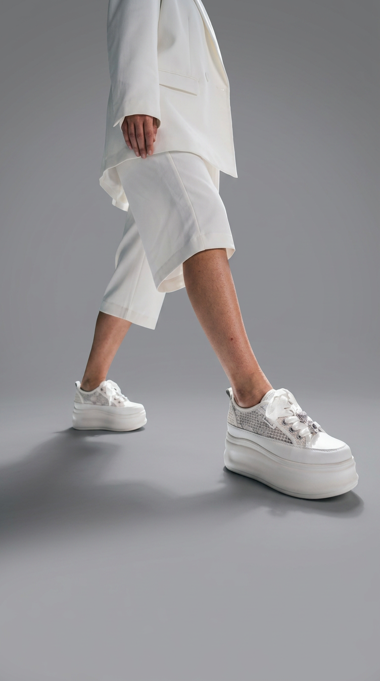 Beyaz Transparan Dantel Detaylı Sneaker EW2002