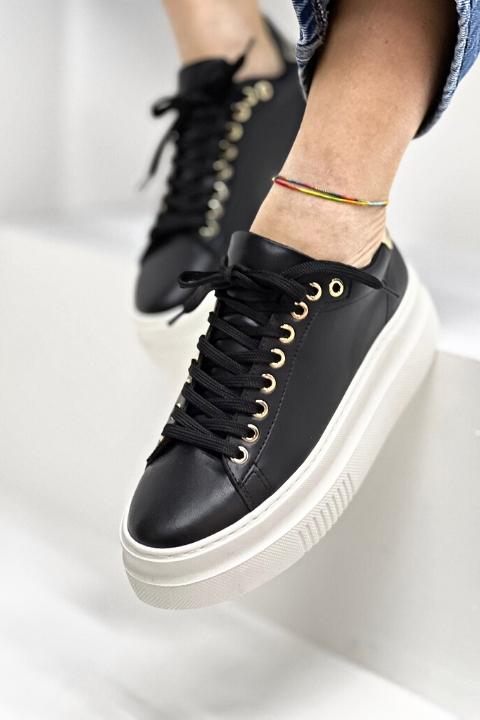 Siyah Kalın Taban Sneaker MH295