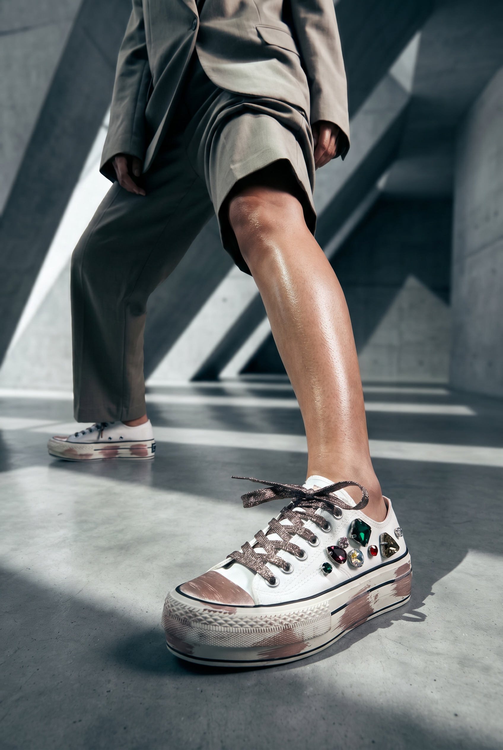 Beyaz Taşlı Kadın Sneaker EW1025