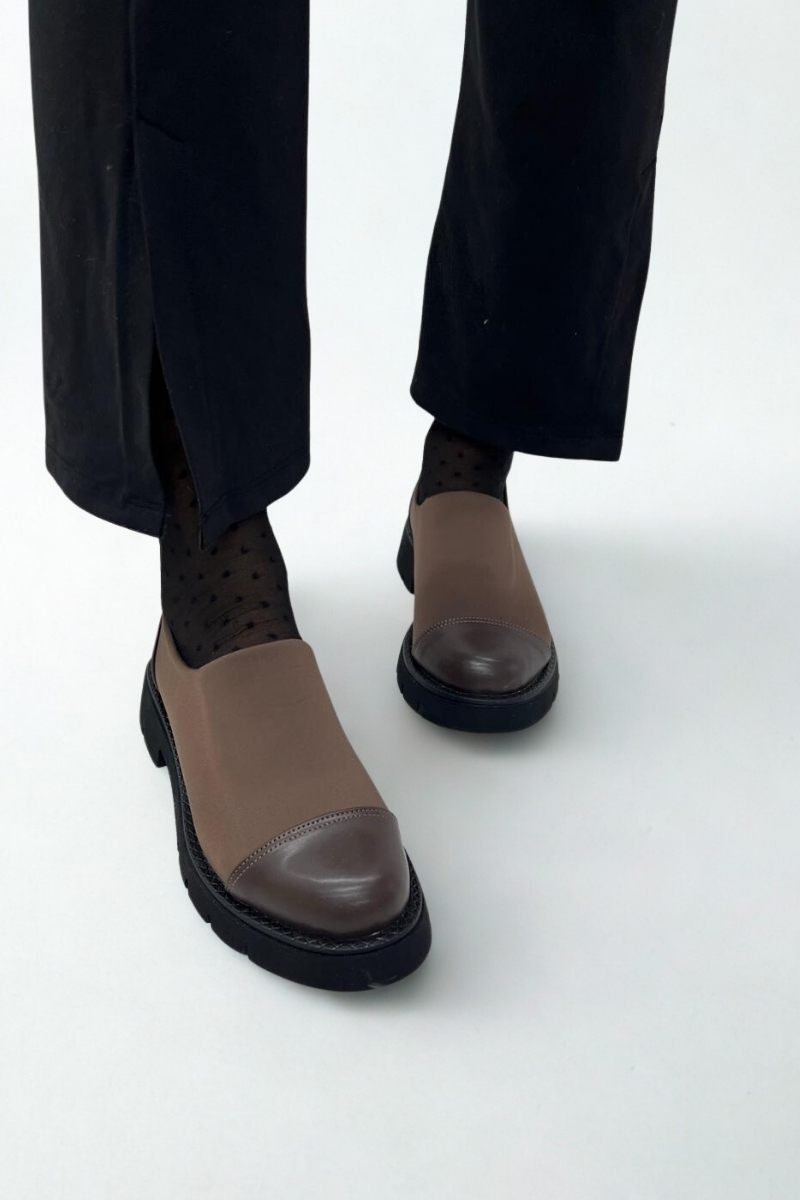 Kahverengi Dalgıç Kumaş Kadın Loafer P9059