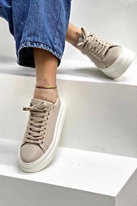 Bej Kalın Taban Sneaker MK295