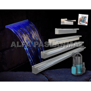 POMPA DAH�L SET  30 CM PASLANMAZ RGB LED I�IKLI DUVAR SU PERDES�