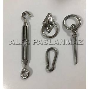 OL�MP�K HAVUZ KULVAR SEPERAT�RLER� MONTAJ EK�PMANLARI, AISI 316 KAL�TE GERG� YAYI, AISI 316 8MM HALKALI MAPA, AISI 316 KAL�TE HALKALI SAPLAMA