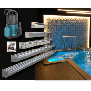 POMPA DAH�L SET  50 CM PASLANMAZ RGB LED I�IKLI DUVAR SU PERDES�