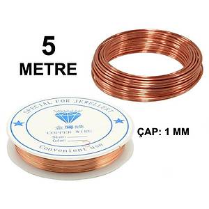 5 Metre, Bak�r Rengi Tel, 1 Mm Kal�nl�k, Makara Tel, Hobi, Deney Teli