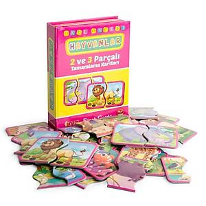 Hayvanlar Tamamlama Kartlar�, 2 - 3 Par�al� Puzzle, Zeka Kartlar�