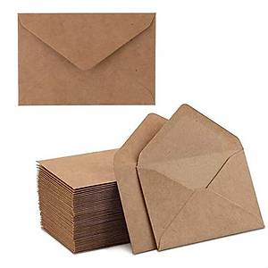Mini Zarf, 7x9 Cm, Kraft Renk Zarf, Kartvizit Not Zarf�, 50 Adet