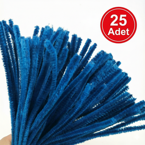 ��nil, T�yl� Tel, Koyu Mavi, E�itici ��nil Seti, 30 Cm, Renkli Tel, 25 Adet, Pelu� �ubuklar