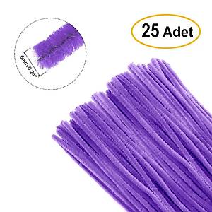 ��nil, T�yl� Tel, Mor Renk, E�itici ��nil Seti, 30 Cm, Renkli Tel, 25 Adet, Pelu� �ubuklar