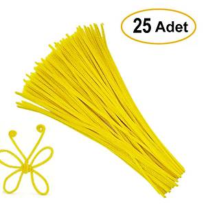 ��nil, T�yl� Tel, Sar� Renk, E�itici ��nil Seti, 30 Cm, Renkli Tel, 25 Adet, Pelu� �ubuklar