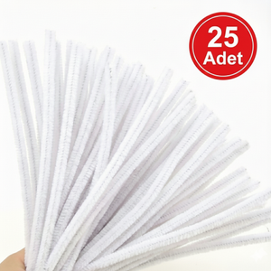 ��nil, T�yl� Tel, Beyaz Renk, E�itici ��nil Seti, 30 Cm, Renkli Tel, 25 Adet, Pelu� �ubuklar