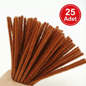 ��nil, T�yl� Tel, Kahverengi, E�itici ��nil Seti, 30 Cm, Renkli Tel, 25 Adet, Pelu� �ubuklar