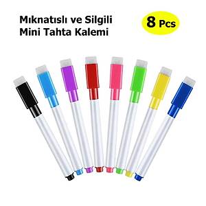 M�knat�sl� Mini Tahta Kalemi, 8 Renk, Silinebilir, Ak�ll� Beyaz Tahta Kalemi, Yaz-Sil