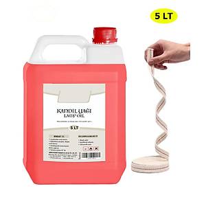 Kandil Ya��, 5 Litre, K�rm�z� Renk, Gaz Lambas� Yak�t�, Me�ale Yak�t� + 1 Metre Fitil